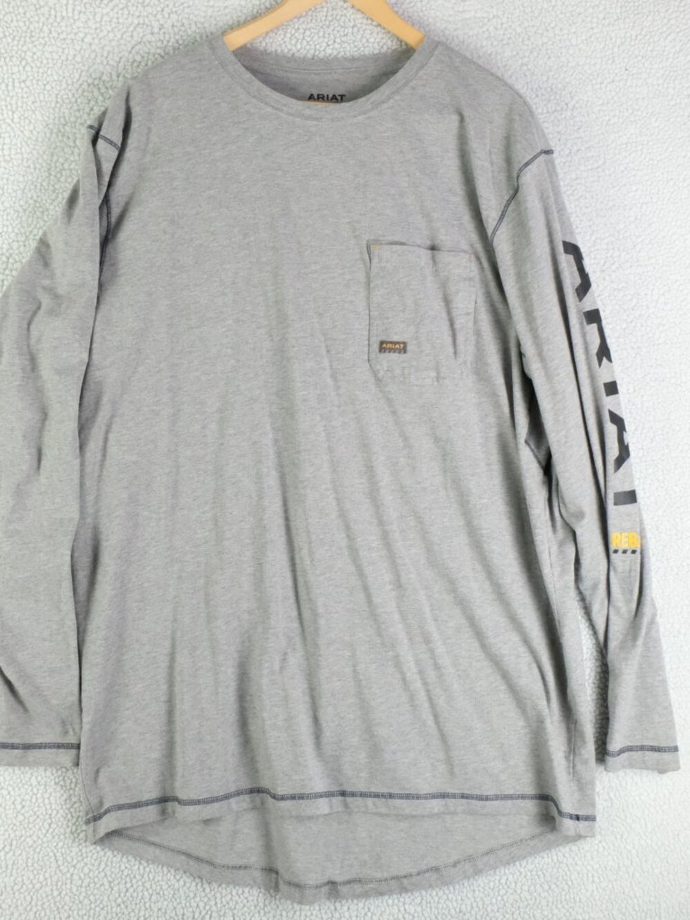 Ariat Rebar T Shirt Mens XXL 2XL Tall Long Gray Sleeve Crew Lightweight Workwear